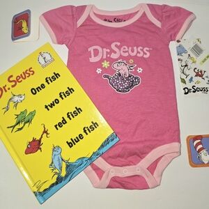 Dr. Seuss Baby Girl Onesie and One Fish Two Fish Book Gift Bundle